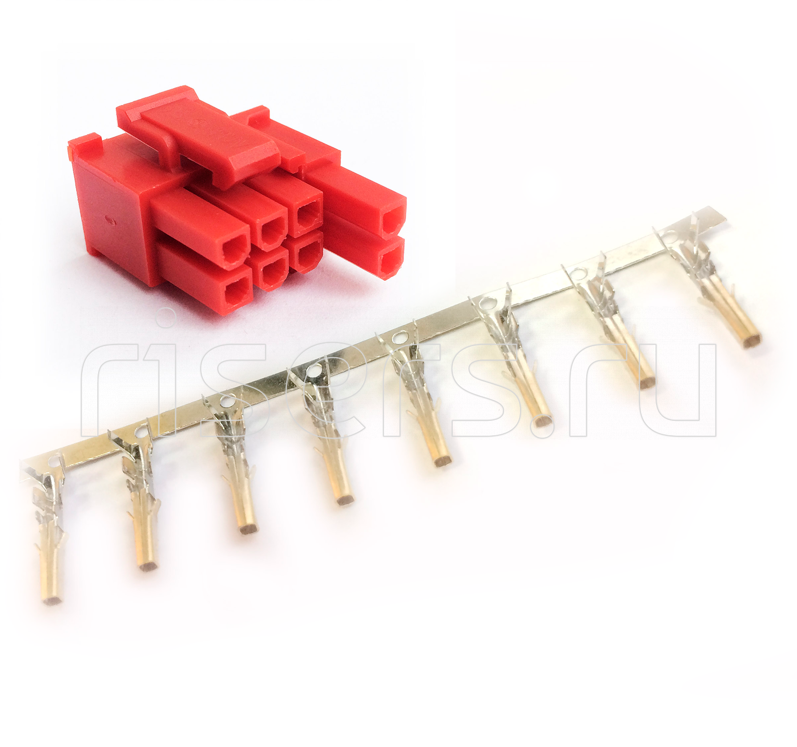 Разъем питания 6+2 pin PCI-e M папа красный