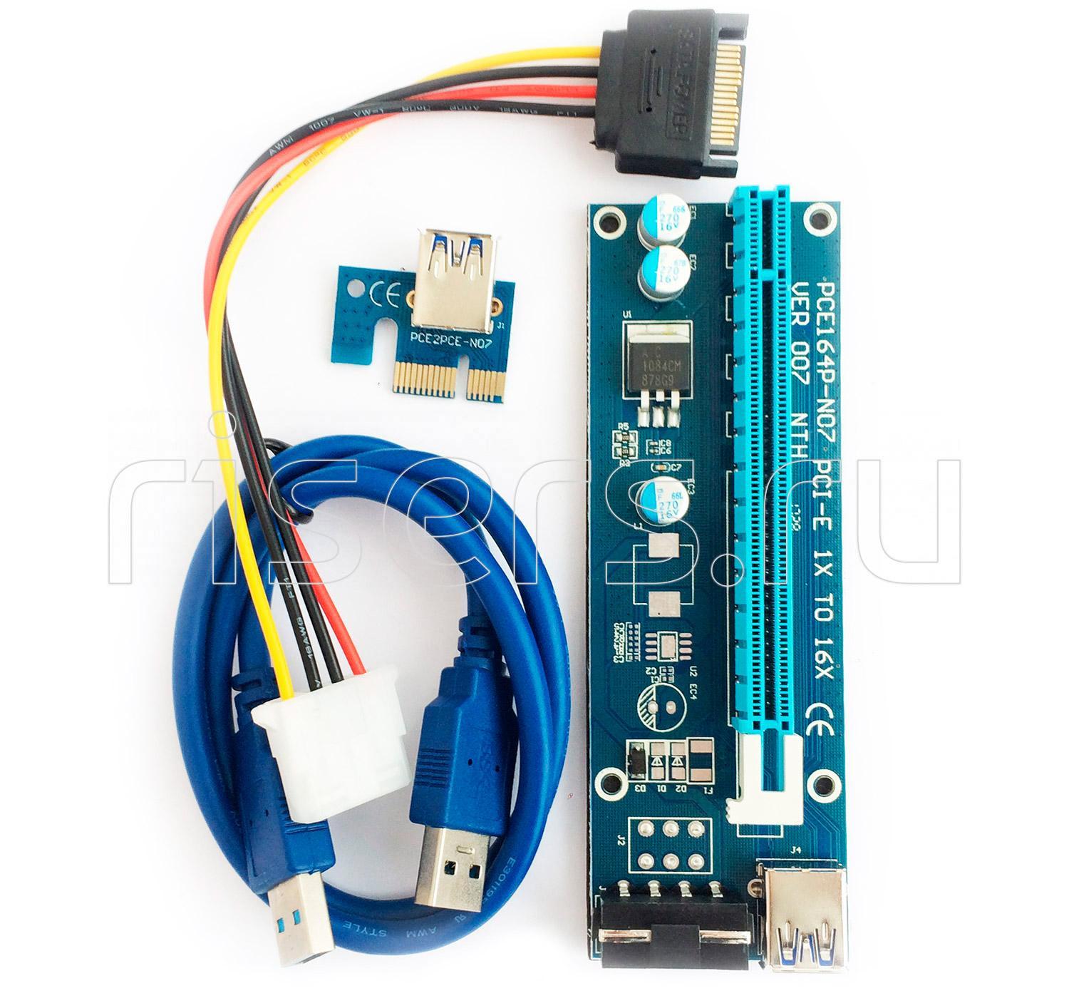 Райзер PCI-e USB 1x-16x molex